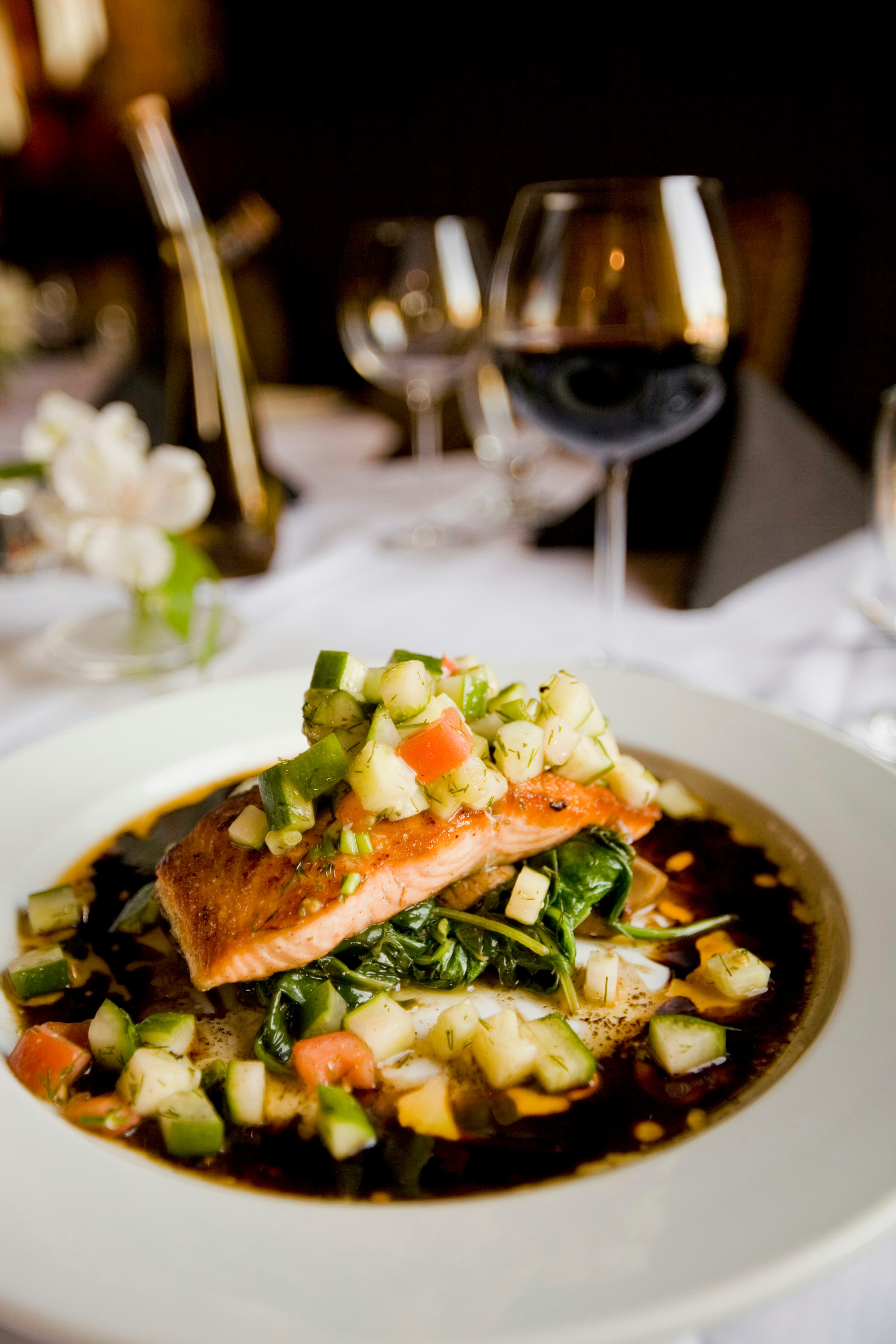 Plated salmon